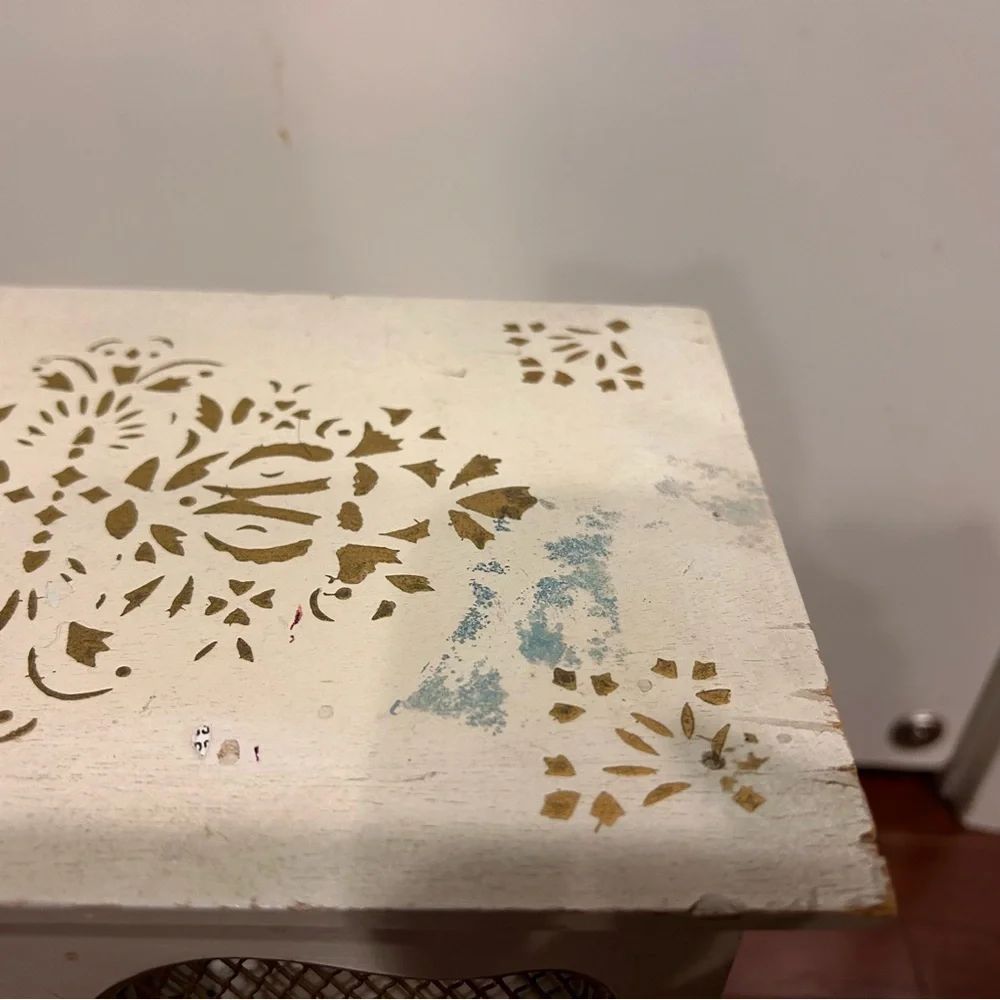 Vintage Jewelry Box French Provincial White Cabinet Music Box hand painted